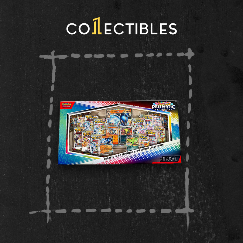 Pokemon English TCG Scarlet & Violet: Prismatic Evolutions Lucario ex & Tyranitar ex Premium Collection